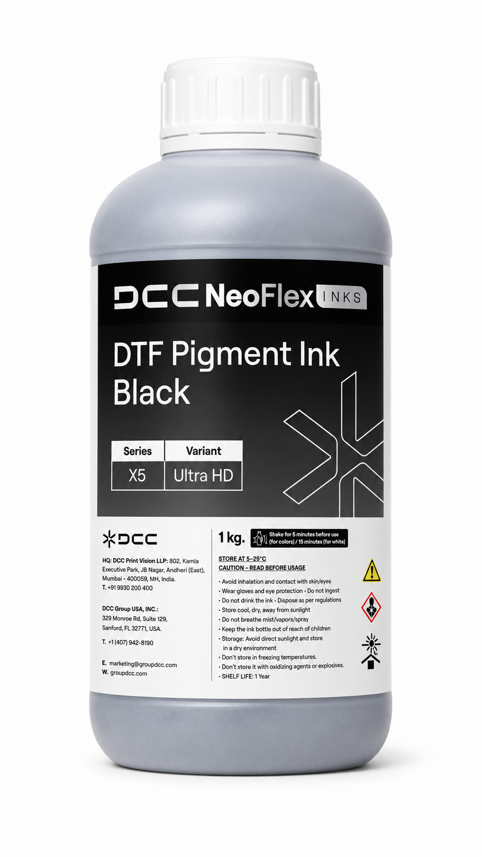 NeoFlex DTF Ultra HD Pigment Ink X5 CMYK + W
