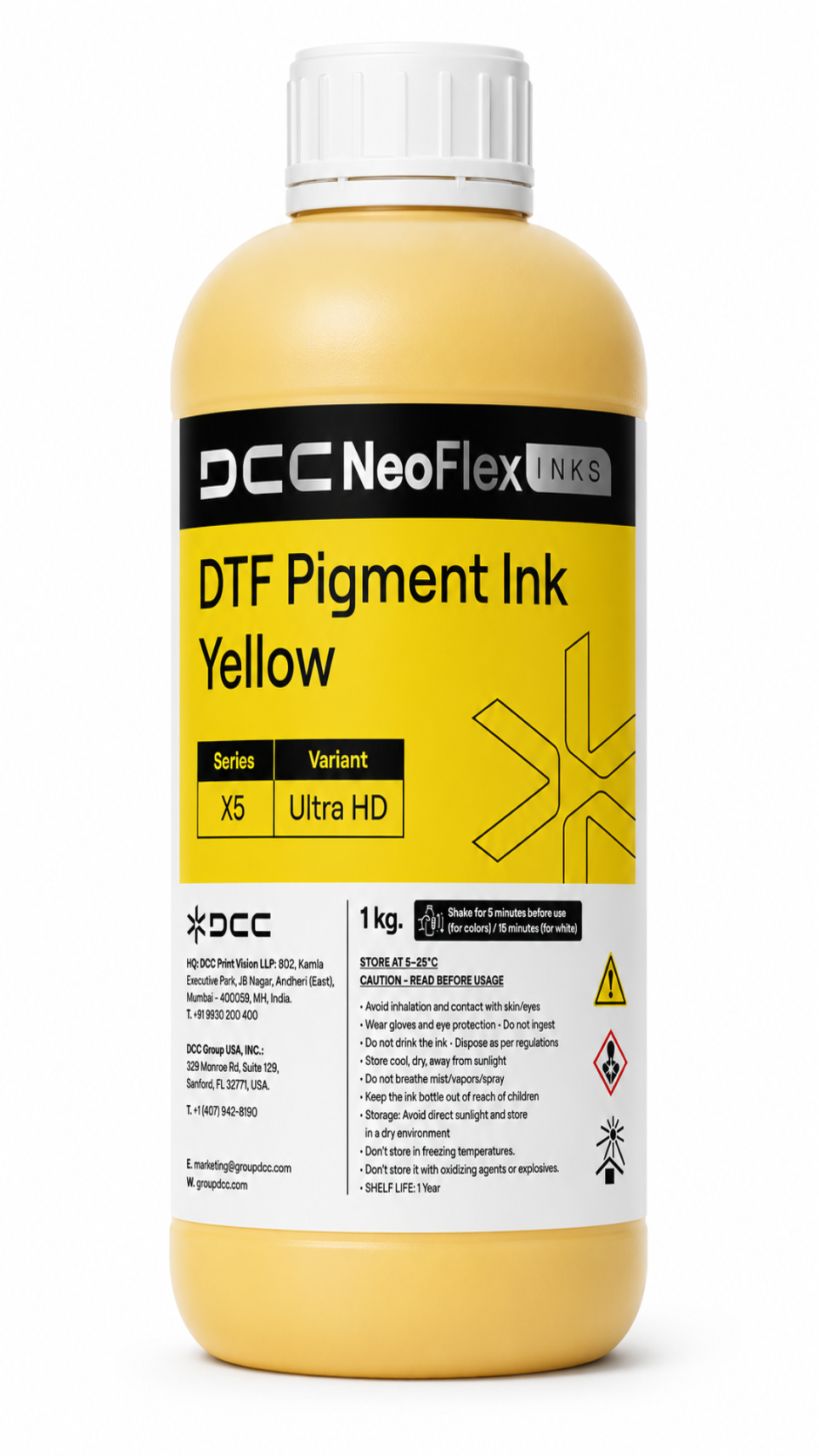 NeoFlex DTF Ultra HD Pigment Ink X5 CMYK + W